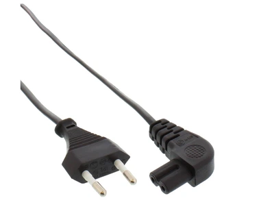 Кабель живлення пристроїв InLine IEC(EuroPlug)-(C7)Euro8 M/M 1.0m 180°/90°вбік 0.75mm D=6x4mm Cu чорний(77.X1.6651)