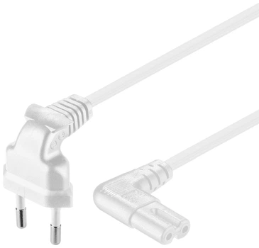 Кабель живлення пристроїв Goobay IEC(EuroPlug)-(C7)Euro8 M/M 2.0m 90°вниз/90°вбік 2x0.75mm білий(75.09.7351)