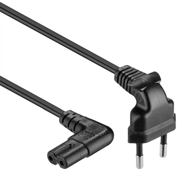 Кабель живлення пристроїв Lucom IEC(EuroPlug)-(C7)Euro8 M/M 3.0m 90°вниз/90°вбік 2x0.75mm мідь чорний(25.02.5102)