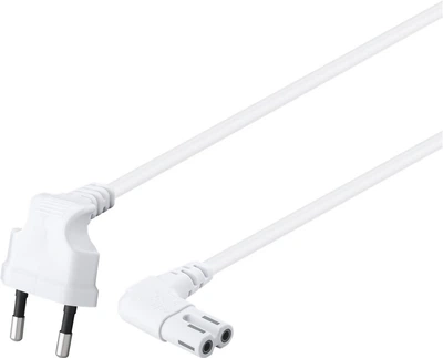 Кабель живлення пристроїв Lucom IEC(EuroPlug)-(C7)Euro8 M/M 2.0m 90°вниз/90°вбік 2x0.75mm білий(84.00.7213)