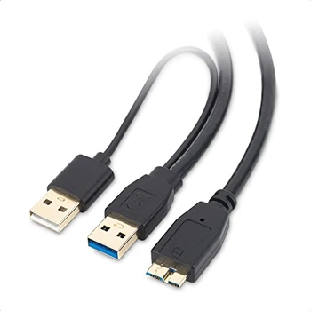 Кабель пристроїв Lucom USB3.0 Ax2-microB M/M (DualPower) 0.5m 3xShielded AWG28 Y-form чорний(62.09.8407)