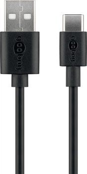 Кабель пристроїв Goobay USB Type-C-2.0A M/M 0.5m (USB2.0) 15W AWG28 SuperFast чорний(75.05.9118)