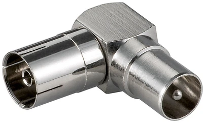 Перехідник антенний Lucom RF:Coaxial M/F адаптер 90° кутовий металевий металік(25.02.5060)