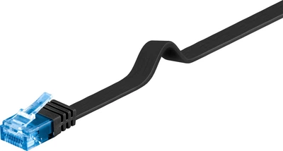 Патч-корд Goobay RJ45 UTP6a 0.5m patch AWG30 Flat OD 1.5x6.0mm Cu чорний(75.09.6301)