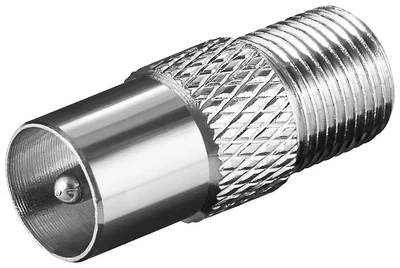 Перехідник антенний Goobay RF:F-Coaxial F/M адаптер прямий 75Ohm zinc металік(75.01.1395)