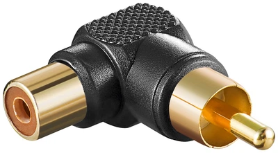 Перехідник аудіо Goobay RCA M/F адаптер 90° Gold Black чорний(75.01.1685)