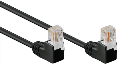 Патч-корд Lucom RJ45 UTP5e 0.5m patch AWG26 2x90° D=4.9mm Gold чорний(84.00.7080)