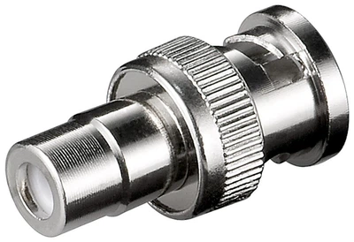 Перехідник відео Goobay BNC/50ohm-RCA M/F адаптер RG58 Gold contact срібний(75.01.1353)