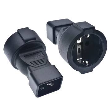Перехідник живлення Lucom IEC(Schuko)-(C20) F/M (адаптер) 16A 250V Cu чорний(62.09.8138)