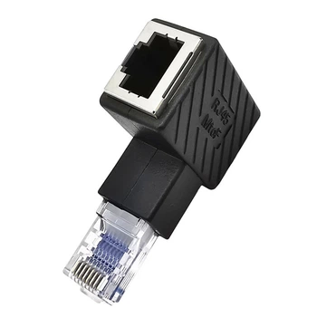 Перехідник мережевий Lucom RJ45 UTP6 M/F адаптер кутовий 90°вниз чорний(62.09.8268)