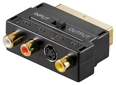 Перехідник аудіо-відео Goobay SCART-RCAx3 M/F +SVideo4p AV In/OutSwitch чорний(75.05.0499)