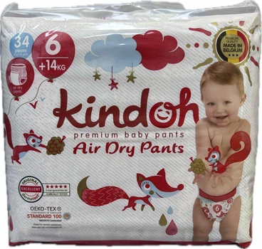 Підгузки-трусики Kindoh Premium 6 розміру (+14 кг) 34 штуки