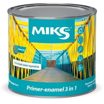 Ґрунт емаль алкідна MIKS Color 3 в 1 антикорозійна синя RAL 5005 0,8 кг