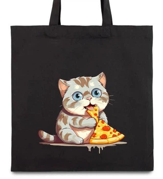 Сумка еко-шопер "Pizza Cat" чорна