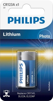 Батарейка Philips літієва CR123A блістер, 1 шт (CR123A/01B)