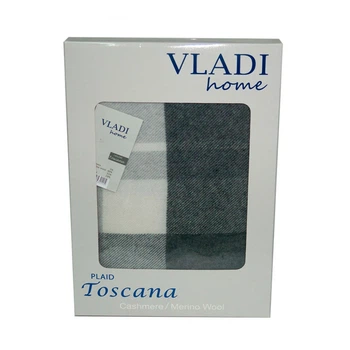 Плед шерстяной Vladi - Кашемир 01/Tes бело-серый 140*200 полуторный