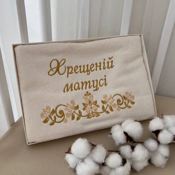 Рушник BetiS "Хрещеній матусі" з вишивкою Молочний/золото Махра 27687948 50*90 см