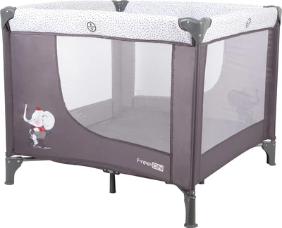 Детская переносная кровать-манеж FreeOn Elephant Grey/Stars 93 x 93 x 78 см (FO0049)