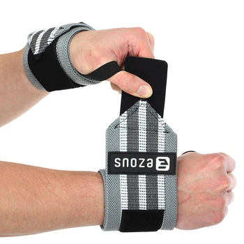 Бинти кистьові для жиму та тяги Ezous Strenght Wrist Wraps C-06 2шт у комплекті Grey-White