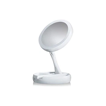 Настольное зеркало для макияжа My Fold Away Mirror Складное с LED подсветкой круглое Белое 6NH53VU62U