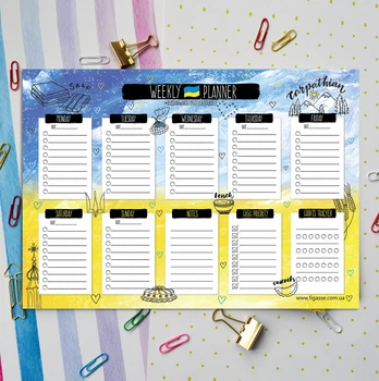 Планнинг-еженедельник Figasse Настольный планнинг на неделю Weekly Planner А4 Голубой (ПН0005)
