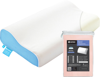 Набор Sonex подушка Анатомическая с памятью Comfort Wave 40x60x11/9 см + Наволочка Aero Light Peach 40x60x11/9 см (SO102070+SO102248)