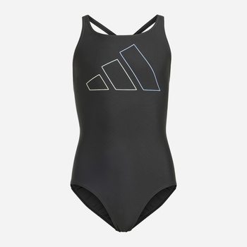 Дитячий суцільний купальник для дівчинки Adidas Big Bars Suit G IL7276 128 Чорний (4067887687362)