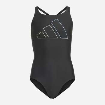 Strój kąpielowy jednoczęściowy młodzieżowy dla dziewczynki Adidas Big Bars Suit G IL7276 140 Czarny (4067887687331)