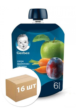 Пюре Gerber Яблуко, злива, морква 1х90 г (88103)
