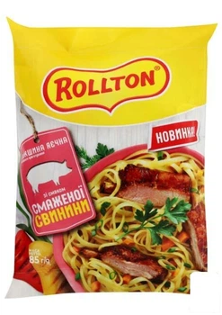 Лапша яичная быстрого приготовления (со вкусом жареной свинины) пачка ТМ "Rollton" (99169)