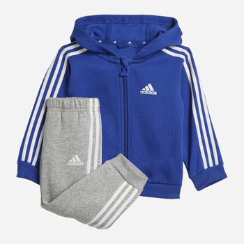 Komplet sportowy (bluza rozpinana + spodnie) chłopięcy Adidas I 3S Fz Fl Jog IB4763 92 Niebieski/Szary (4066762269150)
