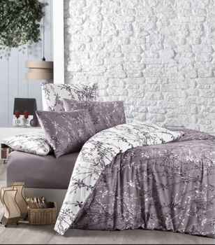 Комплект постельного белья Ranforce - First Choice - R-98 ZENA LILAC - Полуторный - Коричневый с молочным