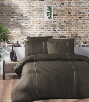 Комплект постельного белья Deluxe Ranforce Dark Series First Choice - First Choice - RDLX-162 ELEGANT BROWN - Евро - Коричневый