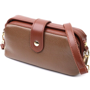 Красивий клатч з цікавою клямкою з натуральної шкіри Vintage 22425 коричневий