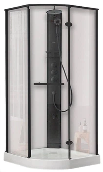 Душевой бокс DUSEL AVENUE Black Matt 950x950x2100 стекло прозрачное, профиль черный, без крыши