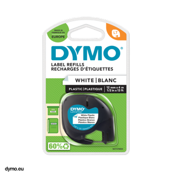 Стрічка для принтера Dymo чорна на перламутровому білому 12 мм (5901878507521)