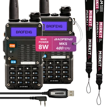 Рація Baofeng UV-5R MK5 комплект 2 шт., UHF/VHF, 8 Вт, 1800 мАг + Кабель для програмування + Ремінець на шию