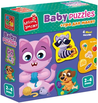 Пазлы картонные Vladi Toys с игрой Домашние любимцы (укр) (VT1722-25)