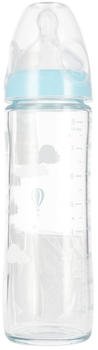 Скляна пляшечка для годування Nuk New Classic з соскою Блакитна 240 мл (4008600441342)