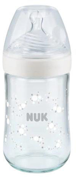 Скляна пляшечка для годування Nuk Nature Sense з соскою Біла 240 мл (4008600441359)