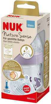 Butelka szklana do karmienia Nuk Nature Sense ze smoczkiem Liliowa 240 ml (4008600441366)