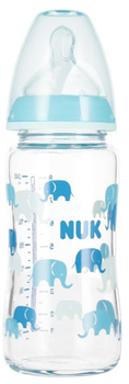 Скляна пляшечка для годування Nuk First Choice з індикатором температури 0-6 місяців Бірюзова 240 мл (4008600441410)