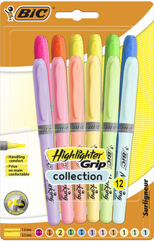 Zestaw markerów BIC Highlighter Grip Pastel 12 szt (3086123593732)