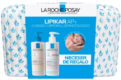 Zestaw kosmetyków do pielęgnacji La Roche-Posay Lipikar AP+ Żel pod prysznic 400 ml + Balsam 400 ml + Kosmetyczka (8431567624194)