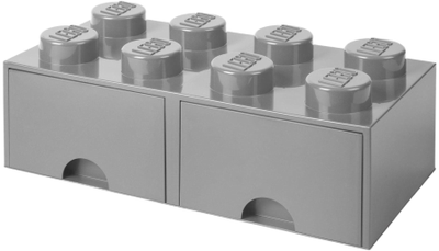 Pudełko LEGO Storage Brick 8 z szufladą i ośmioma wypustkami Szary (40061740)