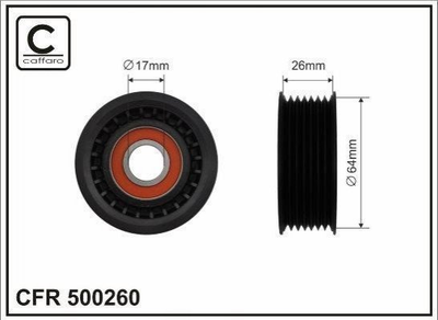 Ролик ремня приводного CAFFARO 500260 Audi Allroad, A8, A5, A7, A4, A6, Q7, Q5; Porsche Panamera, Cayenne; Volkswagen Touareg 95810236110, 06E903133AB, 06E903133H