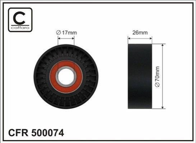 Ролик ремня приводного CAFFARO 500074 BMW 5 Series, X5, 3 Series, 7 Series; Opel Omega; Land Rover Range Rover 64557788684, 64557786287, 7788684