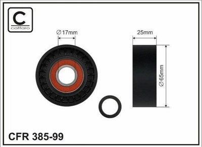 Ролик ремня приводного CAFFARO 38599 Mitsubishi Lancer, ASX, Outlander; Dodge Avenger, Caliber, Journey; Chrysler SEBRING; Jeep Patriot, Compass (MK49); Fiat Freemont; Peugeot 3008 04627742AA, 04891595AA, 04891595AB