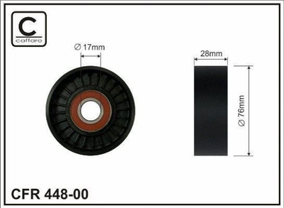 Ролик ремня приводного CAFFARO 44800 KIA Carens, Rio, Cerato; Hyundai Accent, Veloster 252812B000, 252812B010, 252812B020