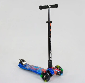 Детский самокат Best Scooter A 25595. Пластмассовый, 4 PU колеса с подсветкой. Синий